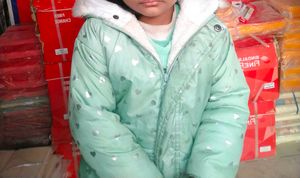 Green Jacket With Heart Shine Fur Cap