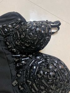 Sparkly Black Embellished Bustier Top