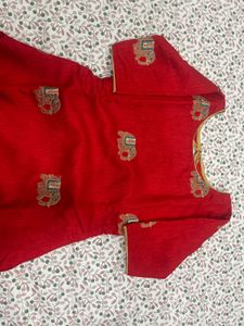 Red Elephant Print Kurta