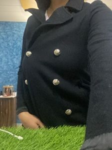Classic Black Double-Breasted Coat