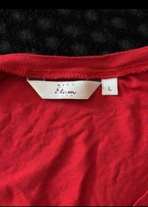 Red Long Sleeve Lace Details Top