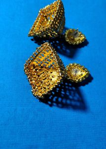 Golden Oxidised Big Jhumkas