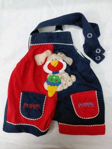Puppy Embroidered Overalls