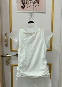 White Ruched Side Tank Top