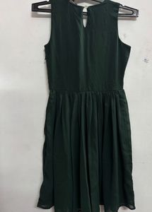 Elegant Dark Green Embellished Wrap Dress