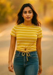 Striped Yellow T-Shirt Size- S, M,L ,Xl