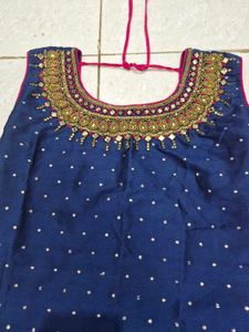 Elegant Blue Kurta Set with Pink Dupatta