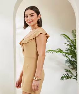 Chic Tan Off-Shoulder Romper