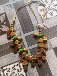 Unique Green Stone terracotta Necklace