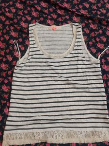 Striped Tank Top with Lace Trim