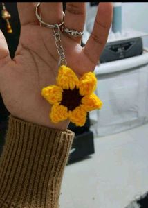 Handmade Crochet Sunflower Keychain