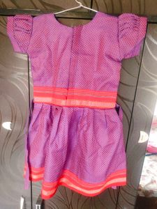 Girls Purple &amp; Red Ethnic Dress