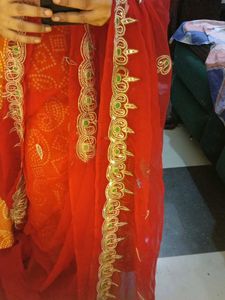 Vibrant Red Embellished Saree