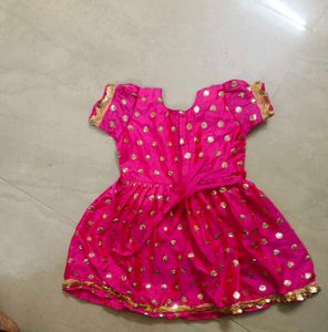 Kids Pink Sequined Frock