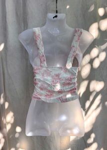 161110. Charming Floral Print Crop Top