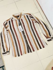 Size L Man Crochet Slim Fit Shirt