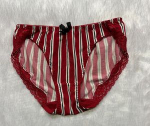 Red Striped Lace Briefs