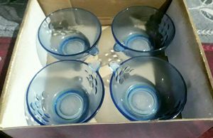 Unused Blue Colour Glass 4 Bowls Set