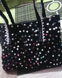 Sparkling Black Sequin Clutch Bag