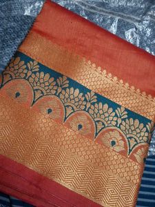Elegant Orange &amp; Gold Saree
