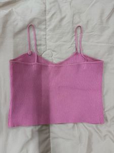 Cute Pink Ribbed Cami Top