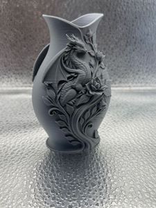 Dragon &amp; Rose Embossed Vase