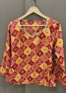 Red & Yellow Bandhani Print Kurta
