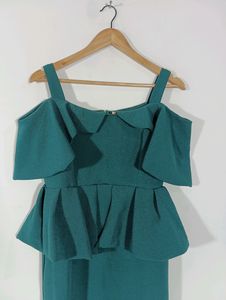 Sea Green Plain Casual Dress (Women)