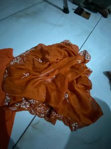 Orange Embroidered kurta set