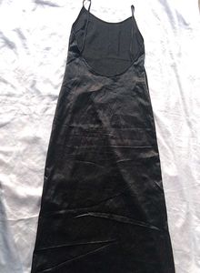 Brand New (Newme) Black Satin Maxi Dress