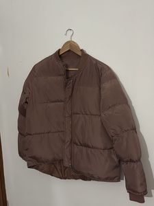 Brown Puffer Bomber Jacket