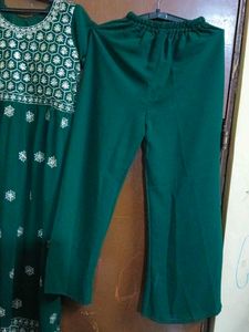 Green Embroidered Kurta Set with Palazzo