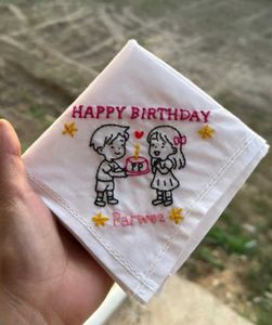 Happy Birthday Embroidered Handkerchiefonly one