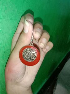 Round Red &amp; Gold Earrings