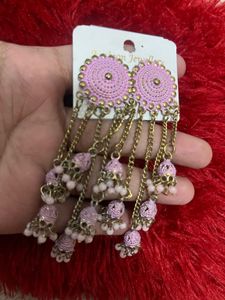 Pink Jhumka Earrings