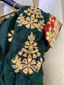 Green &amp; Red Embroidered Heavy Lehenga Choli Set