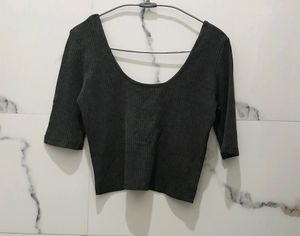 Vollen Crop Round Neck Top