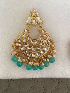 Exquisite Teal Drop Earrings with Gold Finish