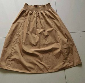 Tan Skirt with Smocked Waist