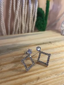 Rhinestone Diamond Shape Drop Earrings
