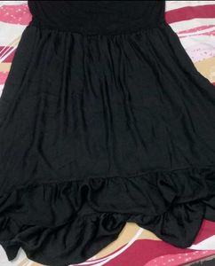 Black Ruffle Hem Midi Dress