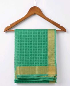 Elegant Green Checkered Saree