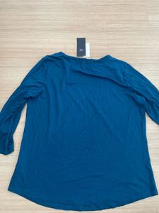 Teal Lace Detail Long Sleeve Top