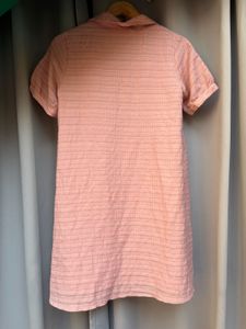 Cute Chic Pink Textured Collared Dress