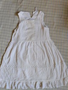 White Lace Detail A-Line Dress