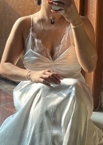 Elegant White Lace Detail Slip Dress