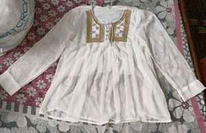 Elegant White Kurta with Gold Embellishments 🤍✨