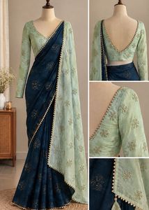 Elegant Teal Saree with Embellished Blouse