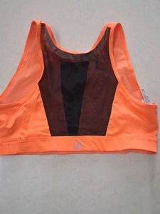M Orange Sports Bra with Mesh Detail