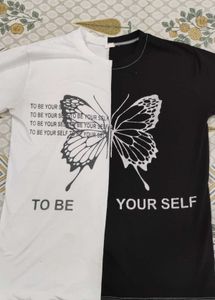 Black White Butterfly Printed Oversized T-Shirt